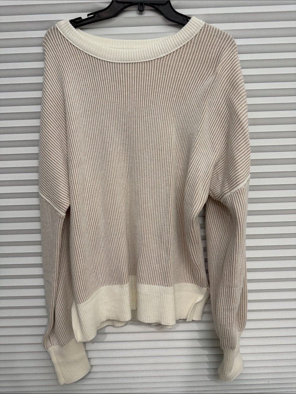 Women's Ribbed Long Sleeve Sweater - Cream/Beige